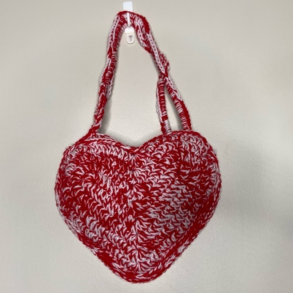 Red and White Handmade Crochet Bag